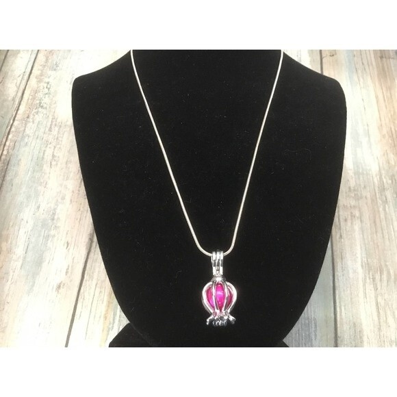 Sterling Silver Necklace with Pink Bead Charm - Picture 1 of 4
